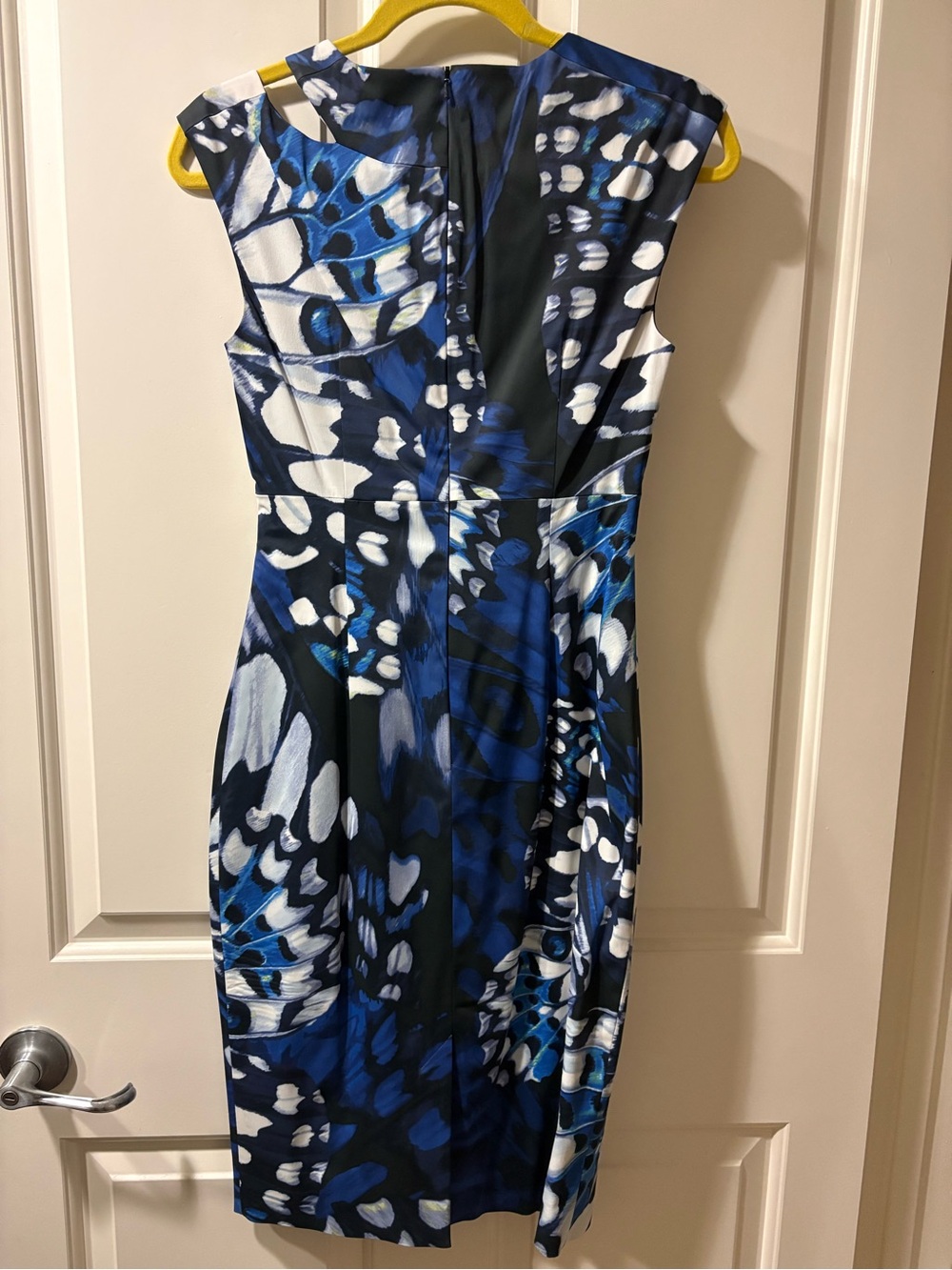 Karen Millen Monarch Butterfly Print Blue & Black Printed Sheath Dress - Picture 7 of 12
